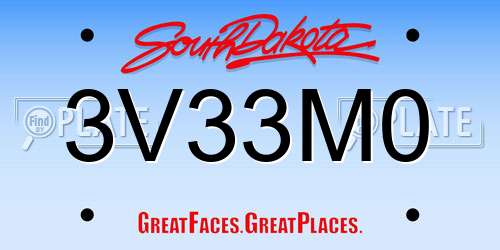 3V33M0 South Dakota License Plate