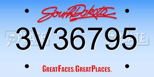 3V36795 South Dakota License Plate