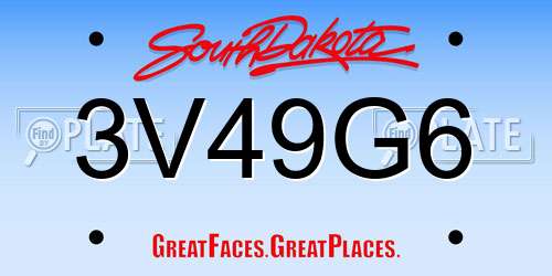 3V49G6 South Dakota License Plate