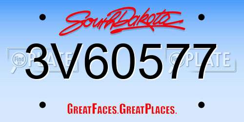 3V60577 South Dakota License Plate