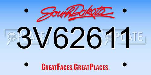 3V62611 South Dakota License Plate