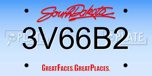 3V66B2 South Dakota License Plate