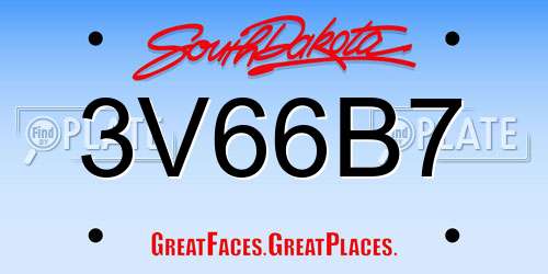 3V66B7 South Dakota License Plate
