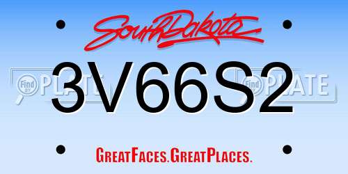 3V66S2 South Dakota License Plate