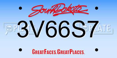 3V66S7 South Dakota License Plate