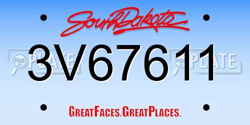 3V67611 South Dakota License Plate