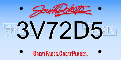 3V72D5 South Dakota License Plate