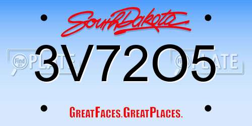 3V72O5 South Dakota License Plate