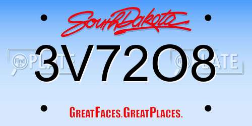 3V72O8 South Dakota License Plate