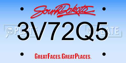 3V72Q5 South Dakota License Plate