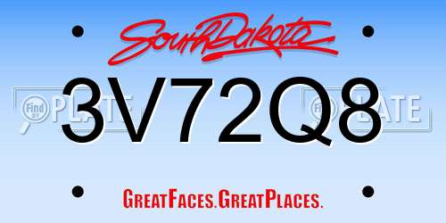 3V72Q8 South Dakota License Plate