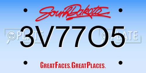 3V77O5 South Dakota License Plate