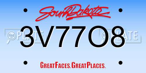 3V77O8 South Dakota License Plate