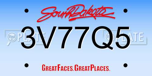3V77Q5 South Dakota License Plate