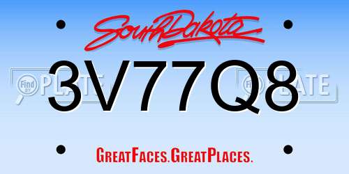3V77Q8 South Dakota License Plate