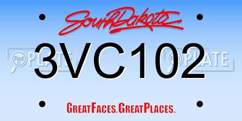 3VC102 South Dakota License Plate