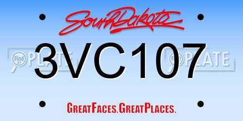 3VC107 South Dakota License Plate