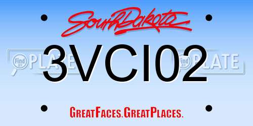 3VCI02 South Dakota License Plate
