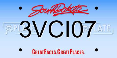 3VCI07 South Dakota License Plate
