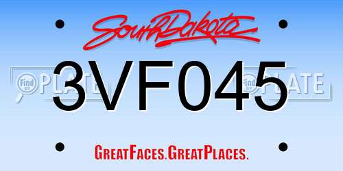 3VF045 South Dakota License Plate