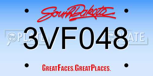 3VF048 South Dakota License Plate