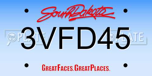 3VFD45 South Dakota License Plate