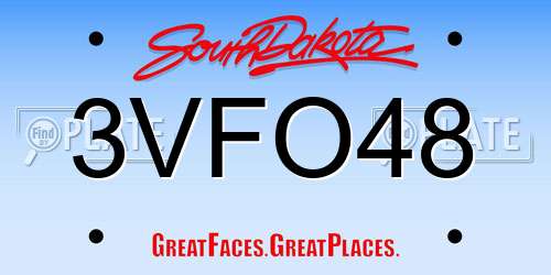 3VFO48 South Dakota License Plate