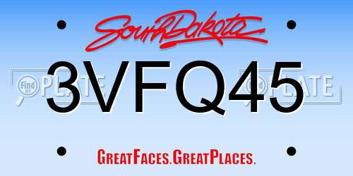3VFQ45 South Dakota License Plate