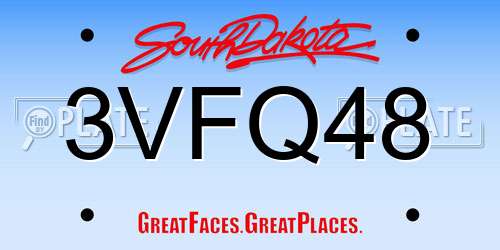 3VFQ48 South Dakota License Plate