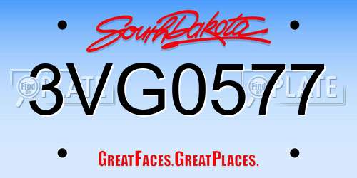 3VG0577 South Dakota License Plate