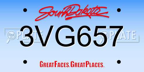 3VG657 South Dakota License Plate