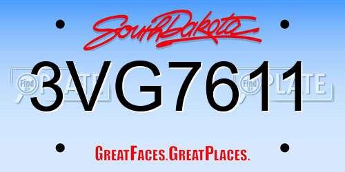 3VG7611 South Dakota License Plate