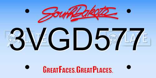3VGD577 South Dakota License Plate