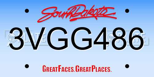 3VGG486 South Dakota License Plate