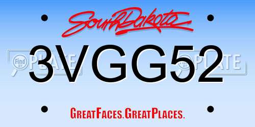 3VGG52 South Dakota License Plate