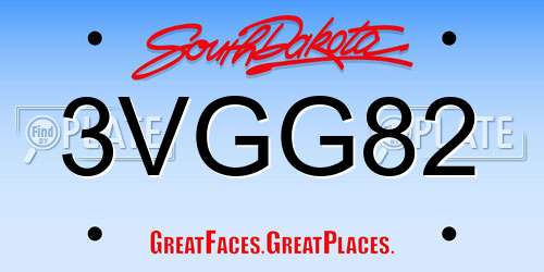 3VGG82 South Dakota License Plate