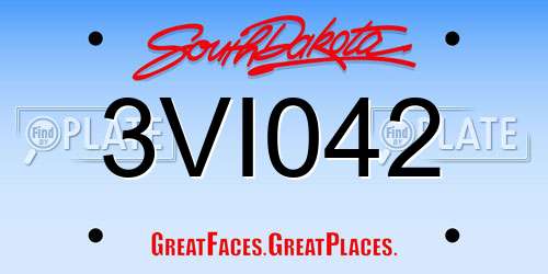 3VI042 South Dakota License Plate