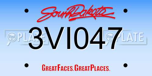 3VI047 South Dakota License Plate