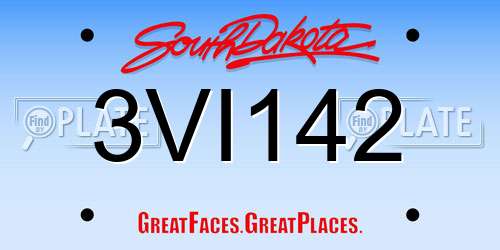 3VI142 South Dakota License Plate