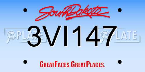3VI147 South Dakota License Plate