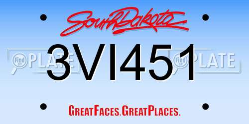 3VI451 South Dakota License Plate