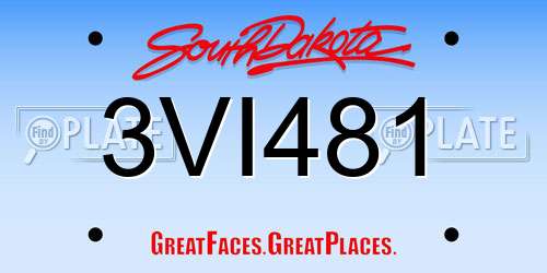 3VI481 South Dakota License Plate