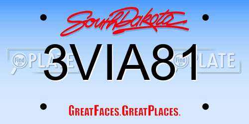 3VIA81 South Dakota License Plate