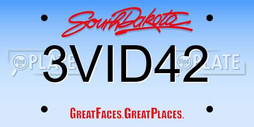 3VID42 South Dakota License Plate