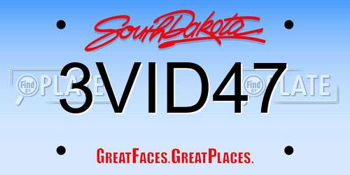 3VID47 South Dakota License Plate