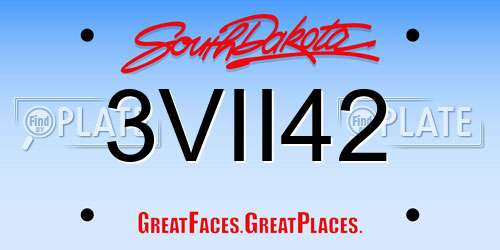3VII42 South Dakota License Plate