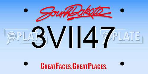 3VII47 South Dakota License Plate