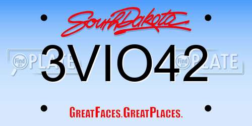 3VIO42 South Dakota License Plate