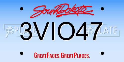 3VIO47 South Dakota License Plate
