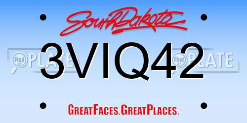 3VIQ42 South Dakota License Plate